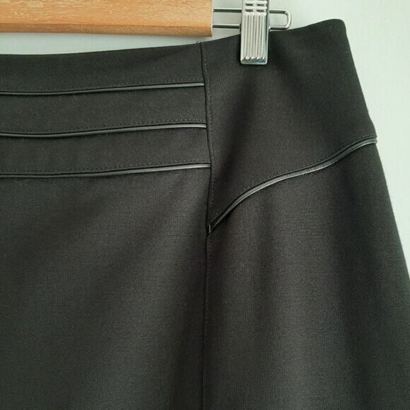 TANJAY Faux Leather Piping Detail Knee Length Pencil Skirt Black Sz 10 P - Picture 4 of 10